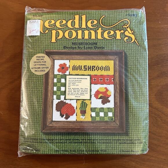 Needle Pointers " Mushroom " Needlepoint VINTAGE 1975 Kit, Sunset Designs - Picture 1 of 4